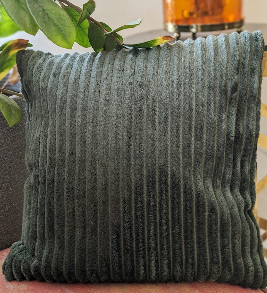 Velvet Trail Moss Cushion Cover, Pack of 2, 16" x 16" - Coral Slub -